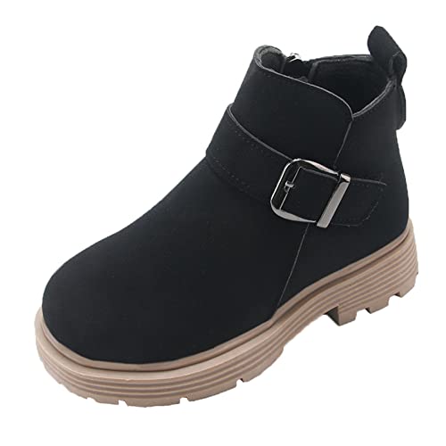 BIISDOST Schuhe Kinder Winter Mädchen 36: Stiefeletten Kinderschuhe mit Seitlicher Reißverschluss Atmungsaktiv Rutschfest Reitstiefel Kinderstiefel Herbst Kurze Stiefel Schlupfstiefel von BIISDOST