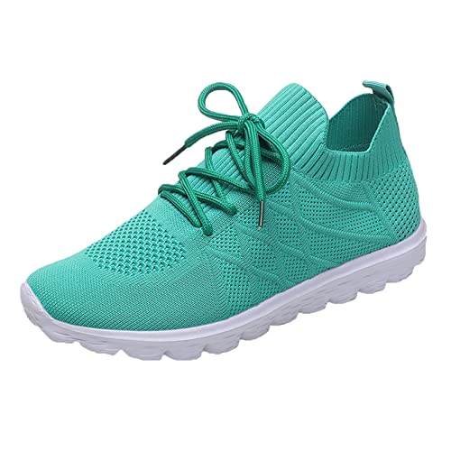 BIISDOST Sneaker Damen, Bequeme Lässige Schuhe Slip-on-Walking-Schuhe Dehnbar Laufschuhe Slip On Flache Schuhe Air Outdoor Laufschuhe Sportschuhe Sneaker Low-Top Schuhe Bequeme (Mint Green, 39) von BIISDOST