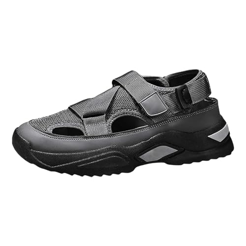 BIISDOST Sommer Herrenschuhe Atmungsaktive Sandalen Herren Vielseitige Outdoor-Strandschuhe Casual Sports Dicke Sohle Lochschuhe Langlaufski Herren Klassisch Mit Bindung Und Schuhe (Grey, 40) von BIISDOST