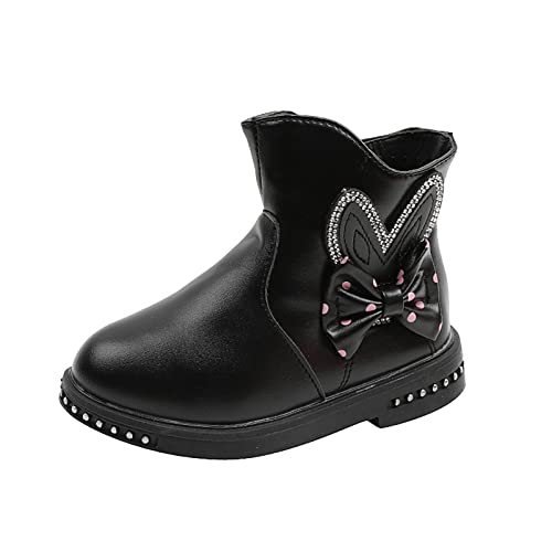 BIISDOST Stiefeletten Mädchen 32 Schwarz - Ankle Boots Kurze Stiefel Mit Reißverschluss Rutschfest Kinderstiefel Schlupfstiefel Kinder Übergangsstiefel Herbst und Winter Prinzessin Stiefel von BIISDOST