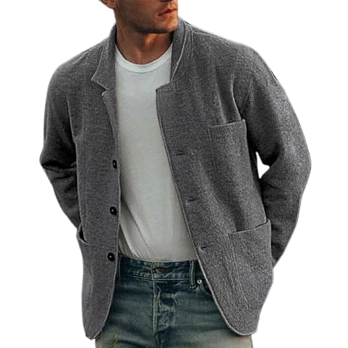 Strickjacke Herren Cardigan Strickpullover Pullover für Männer Schlank Lange Windbreaker Jacken Bunt Knopf Lässige Mantel Sweatjacke Dünnes Übergangsjacke Bequemt Outdoorjacke von BIISDOST
