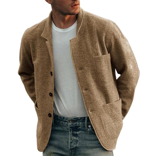 BIISDOST Strickjacke Herren Cardigan Strickpullover Pullover für Männer Schlank Lange Windbreaker Jacken Bunt Knopf Lässige Mantel Sweatjacke Dünnes Übergangsjacke Bequemt Outdoorjacke von BIISDOST