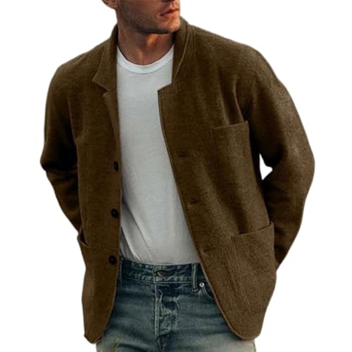 BIISDOST Strickjacke Herren Cardigan Strickpullover Pullover für Männer Schlank Lange Windbreaker Jacken Bunt Knopf Lässige Mantel Sweatjacke Dünnes Übergangsjacke Bequemt Outdoorjacke von BIISDOST