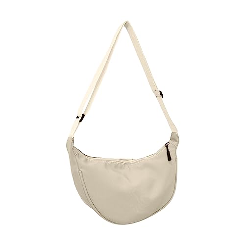 BIISDOST Tasche für Damen und Herren, Nylon-Taschen, Umhängetasche, Geldbörse mit verstellbarem Riemen, einfarbig, Brusttasche, Umhängetasche Geflochtene Taschen (Beige, One Size) von BIISDOST