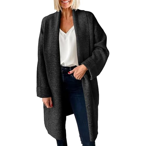 BIISDOST Trenchcoat Damen Lang Beige Winterjacke Einfarbiger Damenmantel Umlegekragen Pufferjacke Dicke Frauenmantel Flauschig Strickjacken Winddicht Slim Fit Atmungsaktive Funktionsjacke von BIISDOST