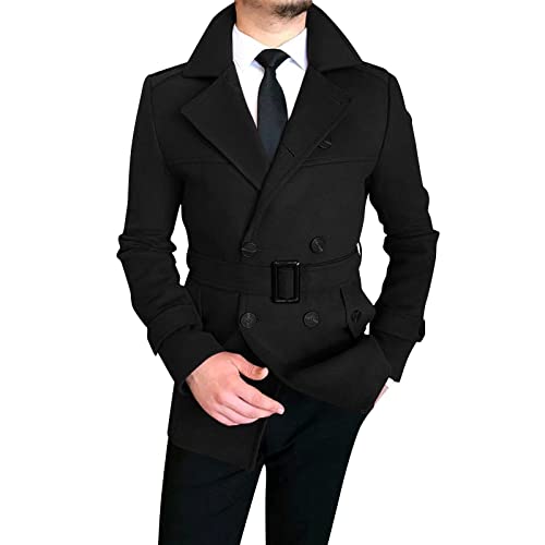 BIISDOST Trenchcoat für Herren, Herren Wintermantel Wollmantel Klassischer zweireihiger Trenchcoat Wollmischung Übermantel Lässig und Bequem Wollmischung, Übermantel Wintermantel Winterjacke von BIISDOST