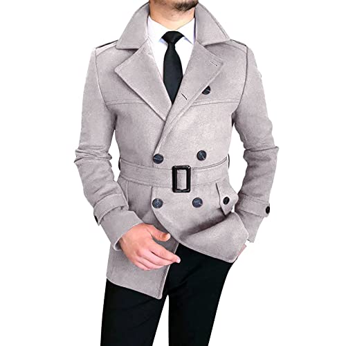 BIISDOST Trenchcoat für Herren, Herren Wintermantel Wollmantel Klassischer zweireihiger Trenchcoat Wollmischung Übermantel Lässig und Bequem Wollmischung, Übermantel Wintermantel Winterjacke von BIISDOST