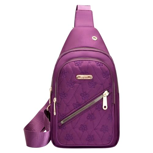 BIISDOST Umhängetaschen für Damen und Herren, zum Wandern, Umhängetasche, Bakpack mit Kopfhörerloch, Schultergurt, Körpertasche für Reisen Damen Taschen Umhängen Klein (Purple, A) von BIISDOST