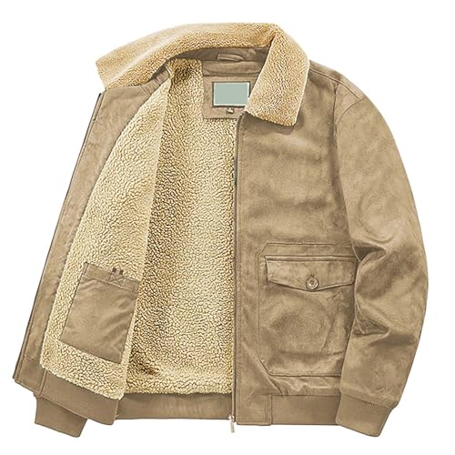BIISDOST Wintermantel Herren Lang Wolle Streetwear DüNne Tops Mantel Warm Wollmantel LäSsiges Baumwolle Winterjacke Langarm Einfarbig Steppjacke Winter GefüTtert Motorradjacke Arbeitsjacke von BIISDOST