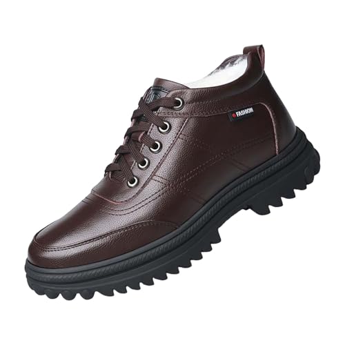 BIISDOST Winterschuhe Herren Winterstiefel Warmes Schneestiefel Winterschuhe | Bequeme rutschfeste Freizeitschuhe Walkingschuhe Mit Dicken Sohlen MäNner Leder Arbeitsschuhe Outdoorschuhe von BIISDOST
