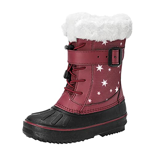 BIISDOST Winterschuhe Kinder 36, Winterstiefel Schneestiefel Winter Warme Gefüttert Kinderstiefel Baumwollschuhe Plus Samt Mädchen Reitstiefel Outdoor Rutschfest Schlupfstiefel Halbstiefel von BIISDOST