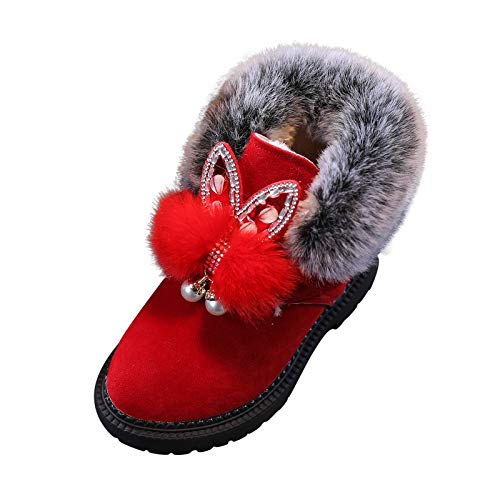 BIISDOST Winterschuhe Mädchen 29 - Winterstiefel Stiefeletten Plus Samt Schneestiefel Kinderstiefel Plüsch Snow Boots Wildleder Stiefel Winter Warme Gefüttert Ankle Boots Schneeschuhe von BIISDOST