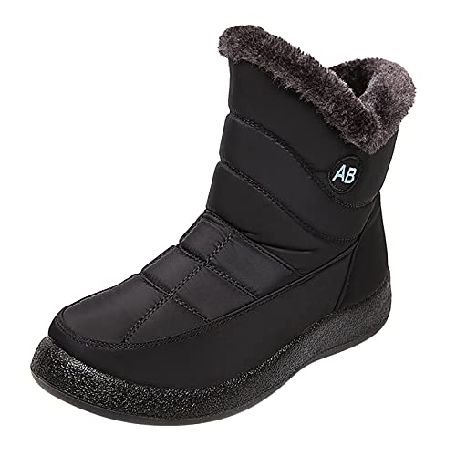 BIISDOST Winterstiefel Damen mit Reißverschluss - Winterschuhe Schneestiefel Warm Gefüttert Snow Boots Thermostiefel Winter Plus Samt Stiefeletten Rutschfest Damenstiefel Baumwollschuhe von BIISDOST