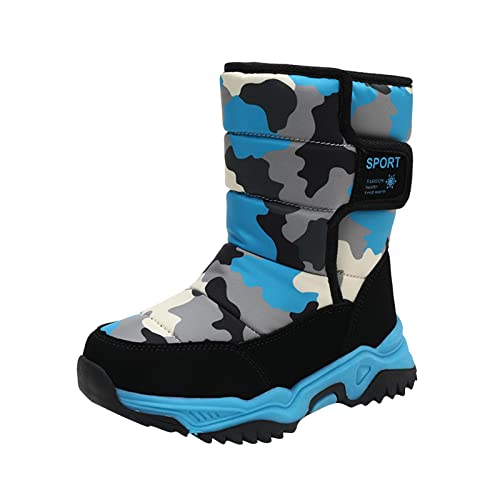 BIISDOST Winterstiefel Jungen 35 - Wasserdicht Winterschuhe Schneestiefel Plus Samt Halbstiefel Snow Boots Camouflage Baumwollschuhe Thermostiefel Winter Warme Rutschfest Kinderstiefel von BIISDOST