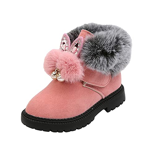 BIISDOST Winterstiefel Mädchen 29 Thermostiefel Stiefeletten Winter Warme Gefüttert Prinzessin Schuhe Schneestiefel Plus Samt Baumwollschuhe Winterschuhe Outdoor Rutschfest Schlupfstiefel von BIISDOST