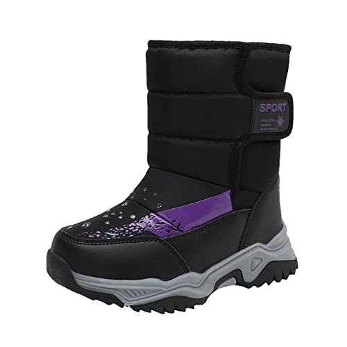 BIISDOST Winterstiefel Mädchen 36: Schneestiefel Kinderstiefel Plus Samt Warme Winterschuhe Stiefeletten mit Reißverschluss Snow Boots Halbstiefel Winter Rutschfest Baumwollschuhe Thermostiefel von BIISDOST