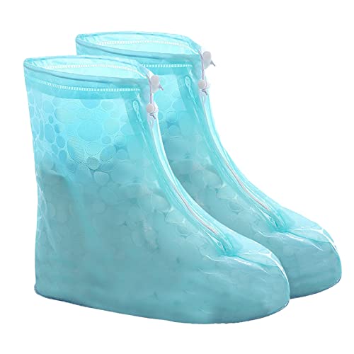 BIISDOST wasserdichte Schuhe Stiefelabdeckung Reißverschluss Regenüberschuhe High Top Anti Rutsch Schuhe Damen Kinder Galoschen Überzüge Stiefel für Regen (Zjsjm-B-Mint Green, XS) von BIISDOST