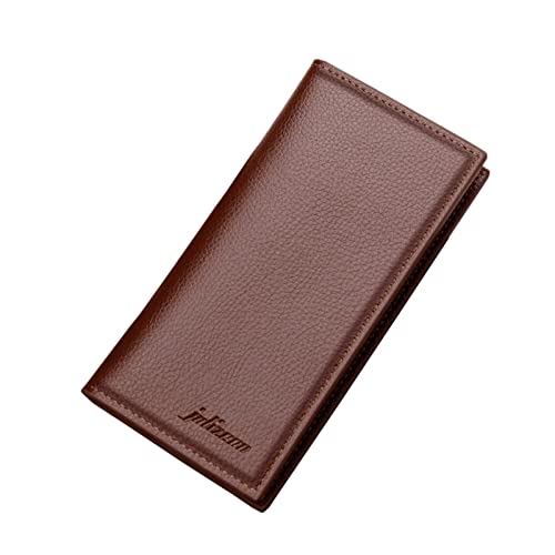 Damen Geldbörsen Groß Unter Kleine Geldbörsen Fashion ID Long Wallet Solid Color Men Open Purse Multiple Card Slots Clutch Bag Brieftasche Herren Groß Geldbörsen Für Männer Echtleder (Brown, One Size) von BIISDOST