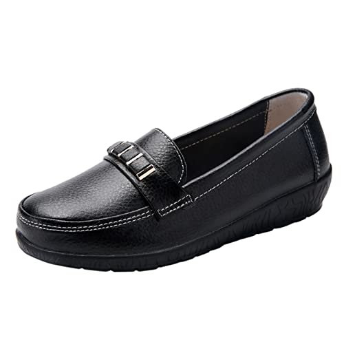 Damen Schuhe Elegant und Bequem Schwarz - Flache Schuhe Freizeitschuhe mit Keilabsatz Leicht Casual Arbeitsschuhe Halbschuhe Für Frauen Plateau Einzelne Schuhe Walkingschuhe von BIISDOST