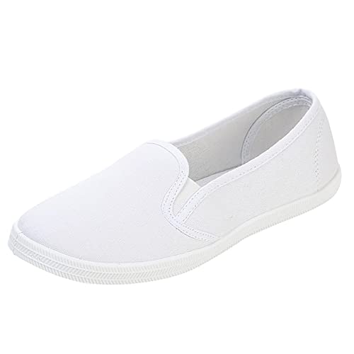 Damenschuhe 43 Getragen Damenschuhe Gelb 42 Bequeme Damenschuhe modische Gelegenheiten vielseitige flache beiläufige Frauen Leinwand Weiße Schuhe Damen Arbeitsschuhe Damenschuhe Keilabsatz (White, 37) von BIISDOST