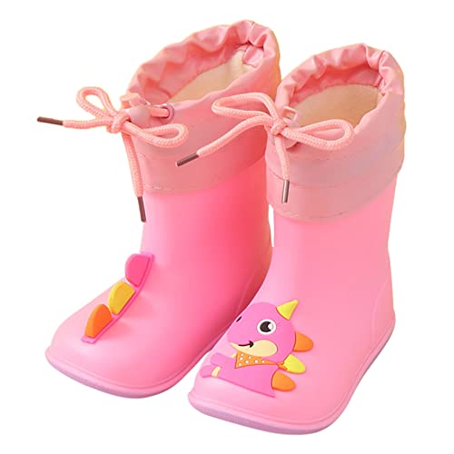 Gefütterte Gummistiefel Kinder Winterstiefel Kinder Jungen Regenstiefel Baby Bunte Cartoon Tier Wasserdichte Wasserschuhe EVA Weiche Outdoor Regenstiefel Schneestiefel Jungen (G, 29.5 Little Child) von BIISDOST