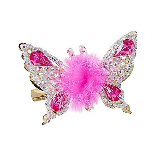 Haarspangen Damen Silber Vintage Haarspangen Kinder Fliegende Schmetterlings-Haarnadel Glitzernde Schmetterlings-Haarspangen für Frauen, süße Legierung, fliegende Mond Schmuck (Hot Pink, One Size) von BIISDOST