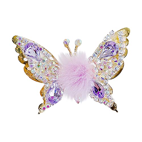 Haarspangen Damen Silber Vintage Haarspangen Kinder Fliegende Schmetterlings-Haarnadel Glitzernde Schmetterlings-Haarspangen für Frauen, süße Legierung, fliegende Mond Schmuck Damen (Purple, One Size) von BIISDOST