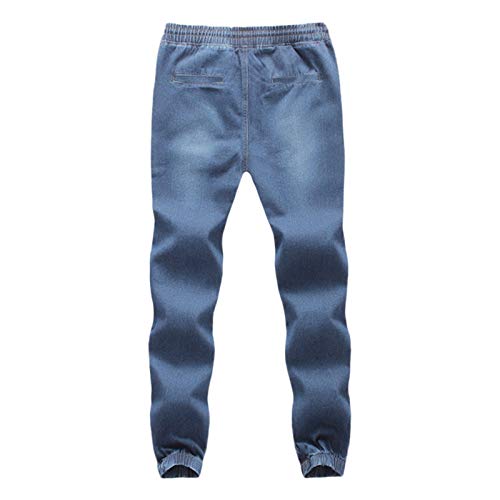 Herren Jeans Denim Hose Jogginghose Boyfriend Jeanshose Loose Fit Stretchjeans Kordelzug Jeanshose Mit Gummibund Gummizug Bis Grosse GröSsen Freizeithose Casual Baggy Hose Sommerhose von BIISDOST