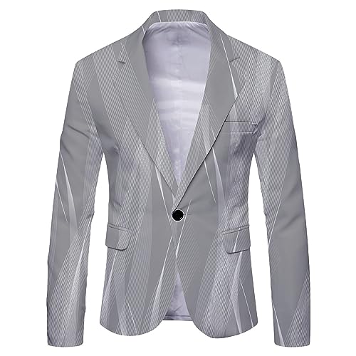 Herren Sakko Blazer Slim Fit Männer Sakko Anzug Regular Fit Modern Basic Sportlich Reverskragen Anzugjacke Anzüge Freizeit Jackett Sportsakko Hochzeitsanzug Winterjacken für (Z1014_1-Grey, XL) von BIISDOST