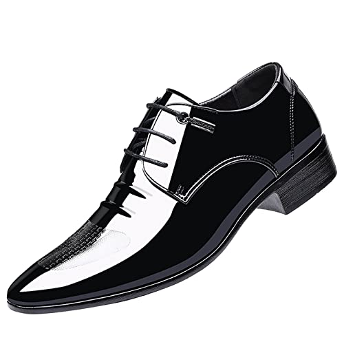 Hochzeit Schuhe Herren Herren Schuhe Mokassins Mode Sommer und Herbst Herren Lederschuhe Spitzschuh Low Heeled Lace Up Solid Black Casual British Style Zoo Schuhe Herren Durchsichtige (Black, 48) von BIISDOST