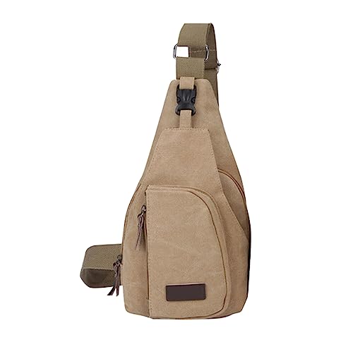 Hüfttaschen Damen Hüfttaschen Für Männer Canvas-Schultertasche, Brusttasche, lässiger, Leichter Umhängetasche für Reisen, Wandern, Radfahren Hüfttaschen Für Hüfttaschen Damen (Khaki, One Size) von BIISDOST