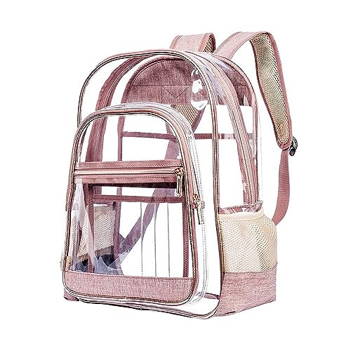 Kinder Rucksäcke Mädchen Klein Kinderrucksäcke Mädchen Transparenter PVC-Rucksack, Schultasche, Schüler-Schultasche, transparente Schultasche Rucksäcke Schule Mädchen Rucksäcke (Rose Gold, One Size) von BIISDOST