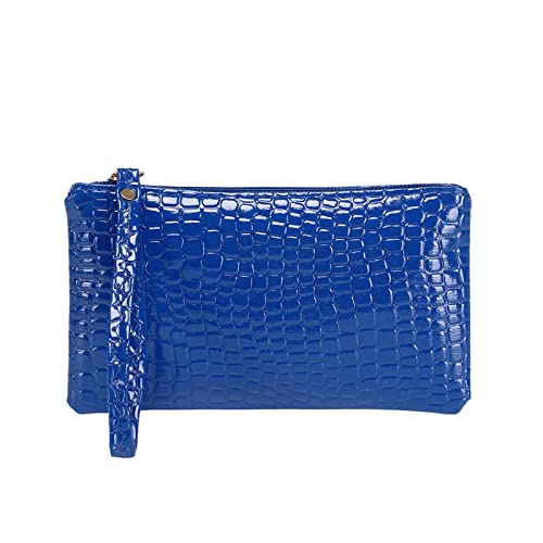 Kleine Geldbörsen Damen Klein Geldbörsen Für Männer Mit Reißverschluss Mit Fischmotiv Mode Frauen Kunstleder Einfarbig Achseltasche Handytasche Umschlag Tasche Geldbörse Clutch (Blue, One Size) von BIISDOST