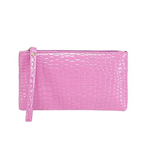 Kleine Geldbörsen Damen Klein Geldbörsen Für Männer Mit Reißverschluss Mit Fischmotiv Mode Frauen Kunstleder Einfarbig Achseltasche Handytasche Umschlag Tasche Geldbörse Clutch (Purple, One Size) von BIISDOST