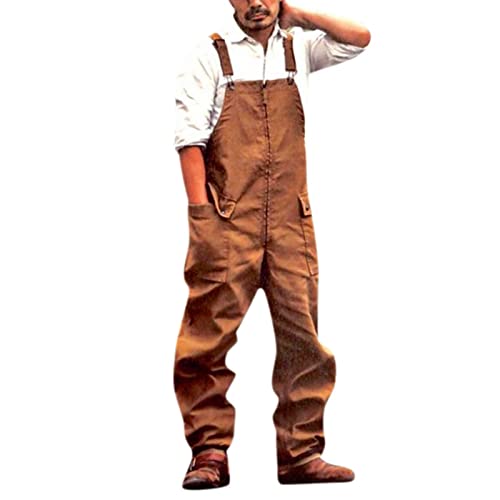 Latzhose für Männer: Arbeitshose Jeans mit Hosenträger Jumpsuit Herren Langes Bein Viele Taschen Weit Geschnitten Denim Overall Streetwear Jeanshose Retro Bib Skinny Fit Freizeithose von BIISDOST