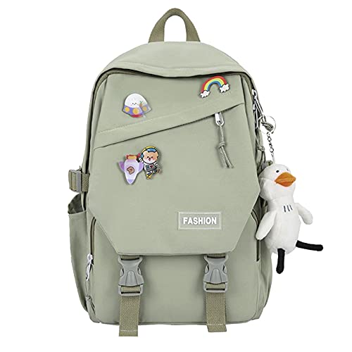 Mädchen Geschenke 12 Jahre Rucksäcke Rucksäcke Schule Jungs Und Schultaschen Steamedbun Bag Schultaschen Taschen für Mädchen für japanische Schulrucksäcke Rucksäcke Damen Mittel Kinder (Green, 不带挂件) von BIISDOST