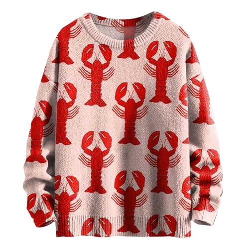 Strickpullover Herren Baumwolle Rundhals Pulli Rippbündchen Kaschmirpullover aus Kaschmir-Seide Strickmantel Kabelstrick Fashion Strick-Pullover Flauschige Strickjacken Original Weich von BIISDOST