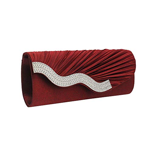 Weiße Clutch Clutch Pailletten Kette solide Party gerissene Evening Mode Telefon Taschen Damentasche Clutch Wallet Handy Umhängetasche Clutch Silber Schwarz Klein (Red, One Size) von BIISDOST