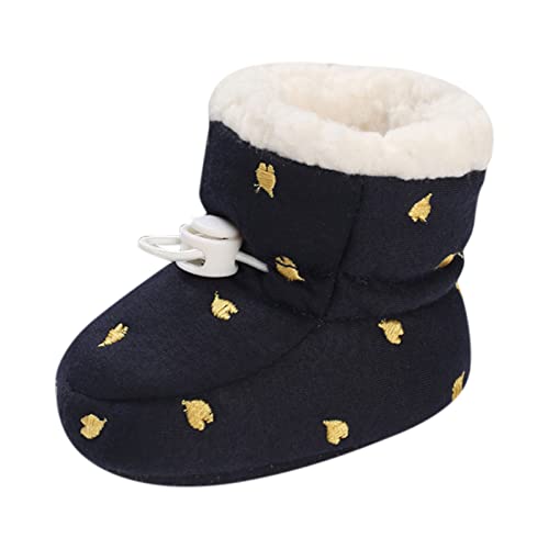 Winter Boots Kids 22 Kinderwagen Stiefelchen Babyschuhe Fleece warme kurze Stiefel Schuhe Mode Druck rutschfeste atmungsaktive Stiefel Kinderkleidung Kinderwagen Overall (Dark Blue, 19 Infant) von BIISDOST