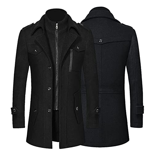 Wintermantel Herren Lange Slim Fit Business Winterjacke gefüttert Jacke übergangsjacke Lederjacke Bikerjacke Freizeitjacke Wasserdicht Motorradjacke Pilotenjacke Bomberjacke Motorrad Fliegerjacke von BIISDOST