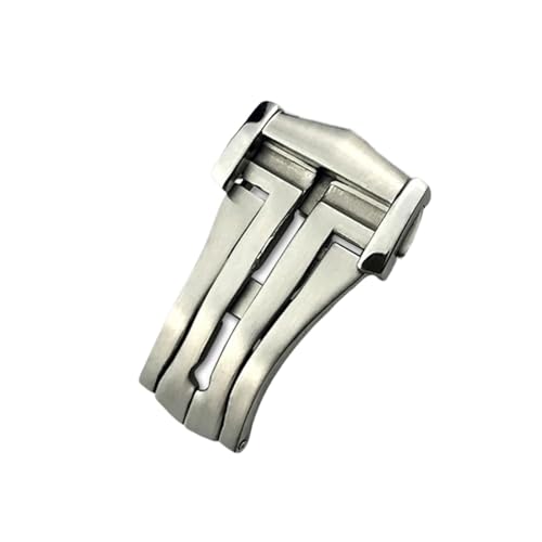 BIK 18 mm 20 mm spitze Faltschließe für Omega-Gummi-Lederarmband, schwarzes Roségold-Edelstahl-Schmetterlingsverschluss(Silver Pointed,18mm) von BIK