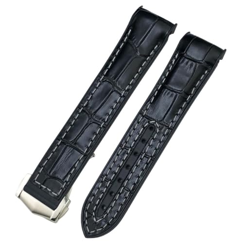 BIK 20 mm 22 mm neues zweifarbiges Armband passend für Omega Planet Ocean Seamaster Gummi-Silikon-Nylon-Leder-Uhrenarmband(Black whtie L2,22mm) von BIK