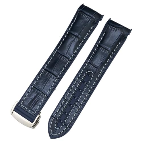BIK 20 mm 22 mm neues zweifarbiges Armband passend für Omega Planet Ocean Seamaster Gummi-Silikon-Nylon-Leder-Uhrenarmband(Blue white L1,20mm) von BIK