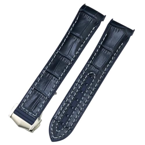 BIK 20 mm 22 mm neues zweifarbiges Armband passend für Omega Planet Ocean Seamaster Gummi-Silikon-Nylon-Leder-Uhrenarmband(Blue white L2,22mm) von BIK