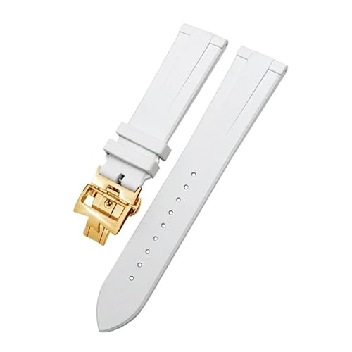 BIK FKM-Armband 19 mm 20 mm 21 mm 22 mm für Vacheron Constantin, buntes weiches Fluorkautschuk-Uhrenarmband mit Schmetterlingsverschluss(White gold,22mm) von BIK
