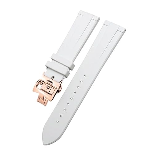 BIK FKM-Armband 19 mm 20 mm 21 mm 22 mm für Vacheron Constantin, buntes weiches Fluorkautschuk-Uhrenarmband mit Schmetterlingsverschluss(White rose,21mm) von BIK