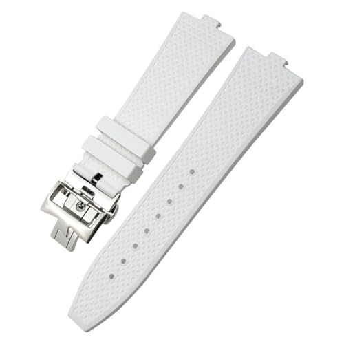 BIK FKM Senior Fluorkautschuk-Armband für Vacheron Constantin 4500 V 5500 V 7900 Uhrenarmband vc Convex Mouth 7 mm Uhrenzubehör(Whtie,Golden buckle) von BIK