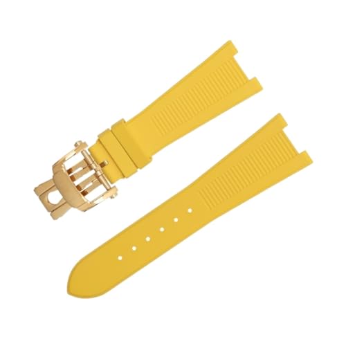 BIK Für Patek Philippe FKM Fluororubber Uhrenarmbänder Zubehör Gurt Für Nautilus Armband 5711/5712 Original Interface Armband 25-12 MM(Yellow) von BIK
