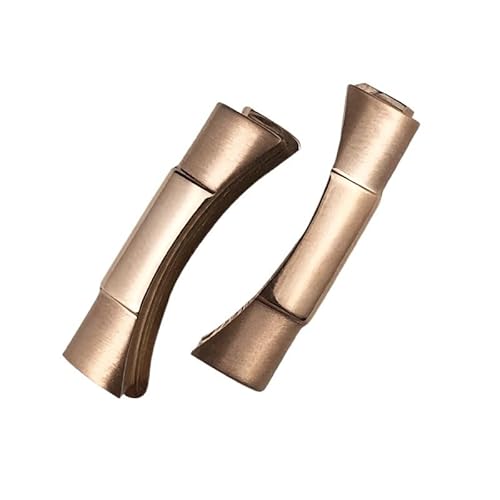 BIK Silber Gold Schwarz Rose Solides gebogenes Endglied Endglied 20 mm 21 mm Nur für Submariner GMT Daytona 116610 Uhrenarmband Gummileder(Rose) von BIK