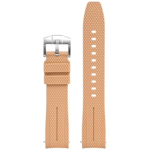 BIK Universelles 20-mm-Uhrenarmband für Herren und Damen, Gummi, Schnellverschluss, Uhrenarmbänder mit gebogenem Ende(Light brown) von BIK